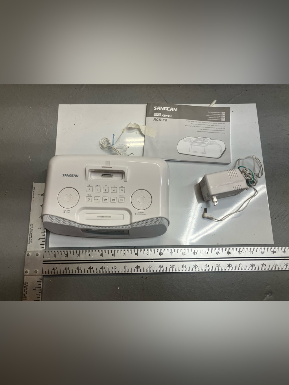 Sangean White Portable alarm iPod aux radio